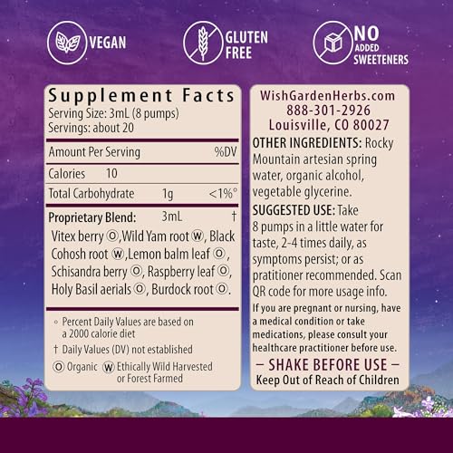 WishGarden Herbs Hot Flash Mitigating Tonic - Natural Herbal Hot Flash Relief & Night Sweats Supplement - AB Mystery