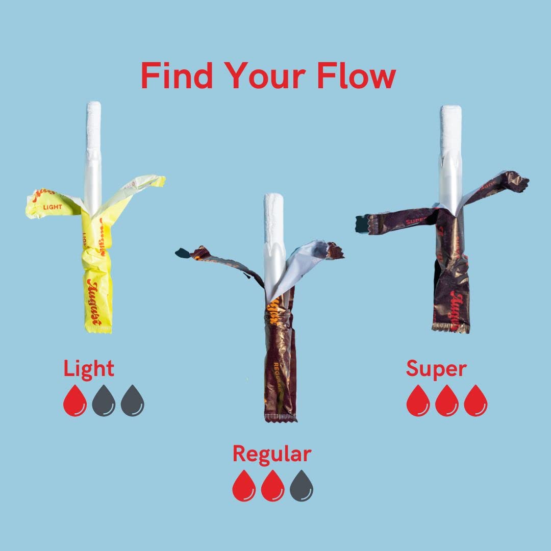 August Organic Cotton Tampons, Super tampons, BPA Free Long Applicators, Non-Toxic Organic - AB Mystery