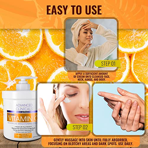 Advanced Clinicals Vitamin C Face & Body Cream Moisturizing Skin Care Lotion, Anti - AB Mystery