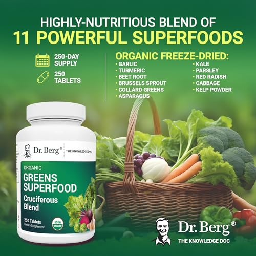 Dr. Berg's Greens Superfood Cruciferous Vegetable Tablets - Vegetable Supplements - AB Mystery