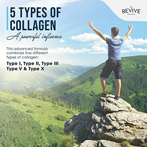 Multi Collagen Protein Capsules - Types I, II, III, V & X - Hydrolysed Grass Fed Bovine, Wild Caught Marine Revive Naturals