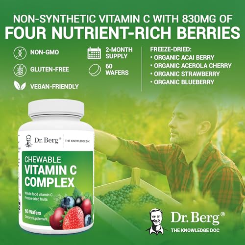 Dr. Berg's Vitamin C Complex Whole Food (60 Chewable) 100% Natural Vitamin C from - AB Mystery