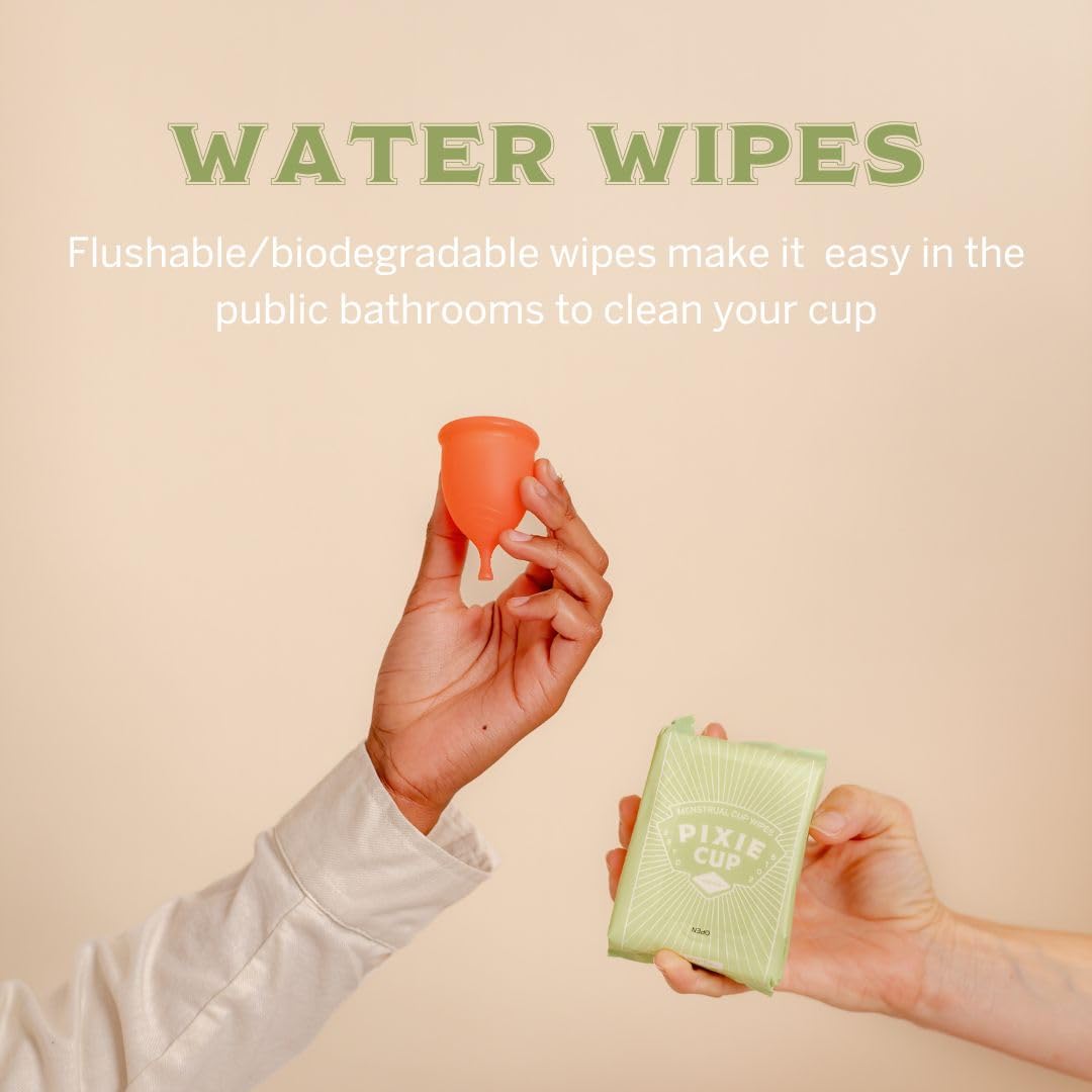 Pixie Cup Menstrual Cup Cleaner Kit - Sterilizer Wash, Public Restroom Carry Cup, 20 Wipes - AB Mystery