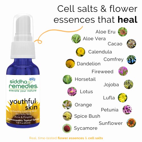 Siddha Remedies Youthful Skin Cell Salts Flower Essences for Dry Itchy Skin, Acne Pimples, Scar Removal - AB Mystery