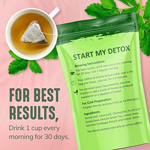 30 Day Detox Tea for Women & Men, All-Natural Herbal Teatox, Energy, Digestion - AB Mystery