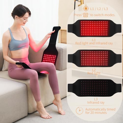 SUNNYOUNG Red Light Therapy Belt, Infrared Light Therapy Wrap Muscle Relaxing Belt with 120 LED Lights - AB Mystery