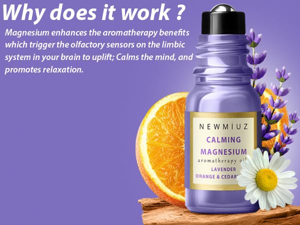 Calm Magnesium Roller Lavender Orange Cedarwood Essential Oil Roll On Calming Aromatherapy Self Care - AB Mystery