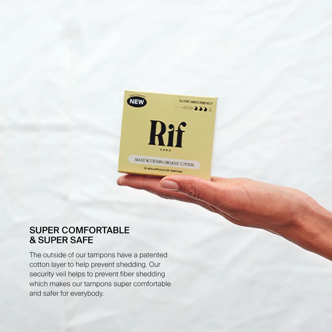 Rif Care Highly Absorbent Tampons, Organic Cotton, Non-Applicator (Super Absorbency Tampons) 18 Count - AB Mystery