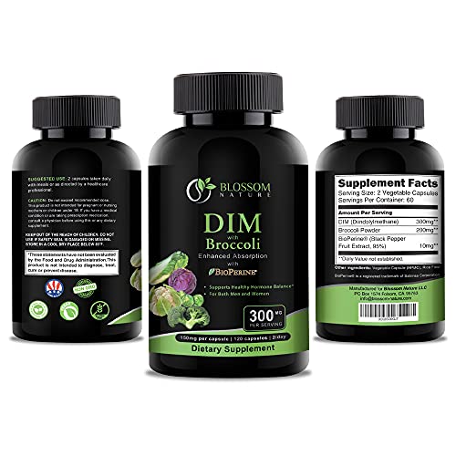 DIM Supplement 300mg with Broccoli 200mg BioPerine 10mg-Hormone and Estrogen Balance - AB Mystery