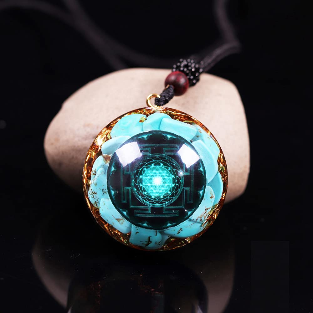 Day Day Up Turquoise Orgonite Pendant Healing Crystal jewelry Orgone Yoga Necklace Reiki Spiritual - AB Mystery