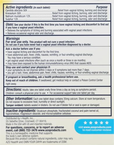 AZO Yeast Plus Dual Relief Tablets, Yeast Infection and Vaginal Symptom Relief, Relieves Itching & Burning - AB Mystery