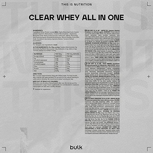 Bulk Clear Whey All in One, Protein Powder Shake, Blue Raspberry, 500 g Bulk