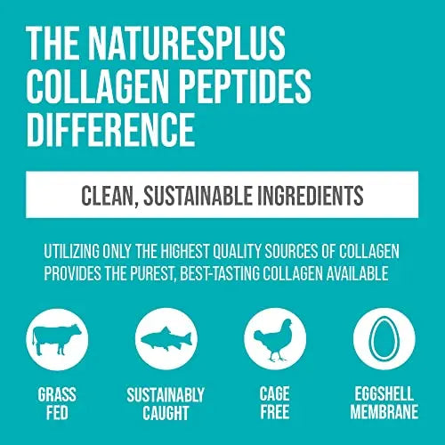 NaturesPlus Collagen Peptides Capsules - Premium Hydrolysed Collagen Supplement Type I, II, III, IV, V and X - Non-GMO, Gluten Free - 90 Capsules - AB Mystery
