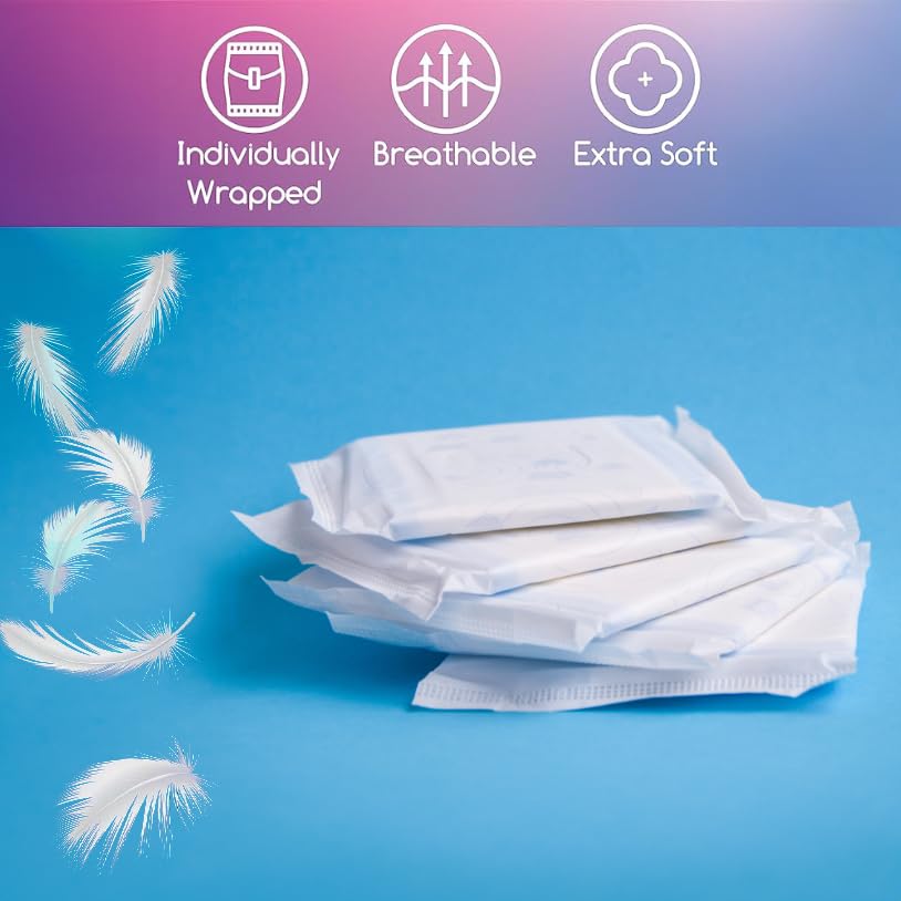 100 Bulk Pads with Wings Individually Wrapped for Women Homeless, Postpartum, Hospitals - AB Mystery