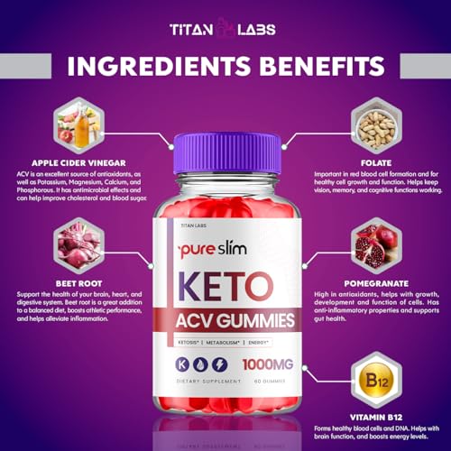 (3 Pack) Pure Slim Keto ACV Gummies, Pure Slim Keto ACV Advanced Weight Loss 1000 MG