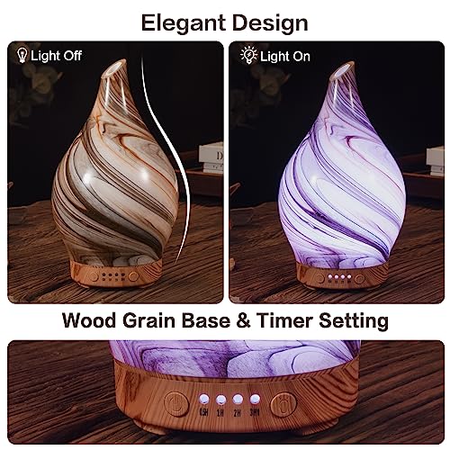 Porseme 100ml Glass Essential Oil Diffuser Aromatherapy Ultrasonic Cool Mist Humidifier 4 Running Hours - AB Mystery