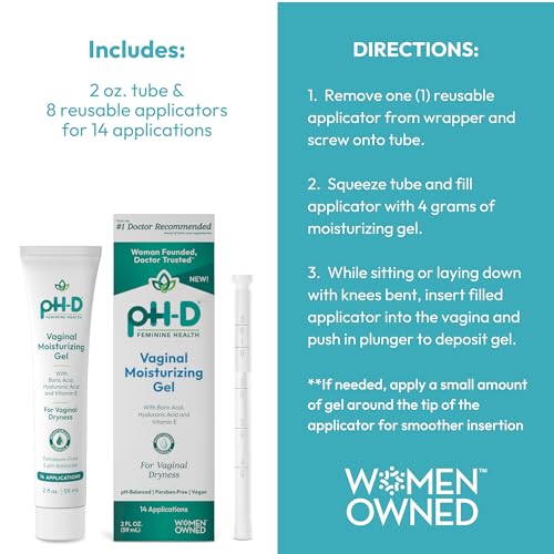 Boric Acid Moisturizing Vaginal Gel with Hyaluronic Acid, Vitamin E for Vaginal Dryness by pH-D - AB Mystery