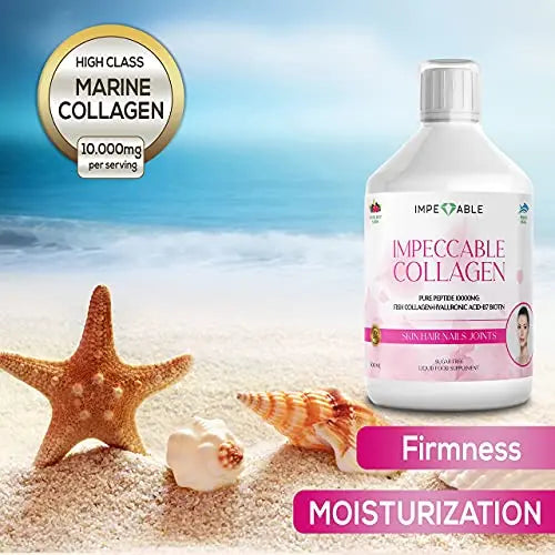 IMPECCABLE Collagen 10.000mg hydrolyzed Sugar Free Liquid Marine Collagen | Supplements for Women and Men Impeccable