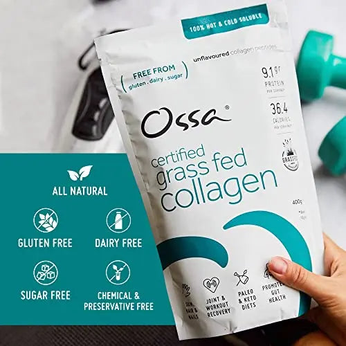 Ossa Certified Grassfed Collagen Peptides Powder-Supplement for Joint, Gut, Hair, Skin & Nails Ossa