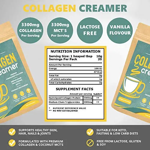 Collagen Coffee Creamer | Keto & Paleo | Premium Hydrolysed Collagen Peptides & Coconut MCT - AB Mystery