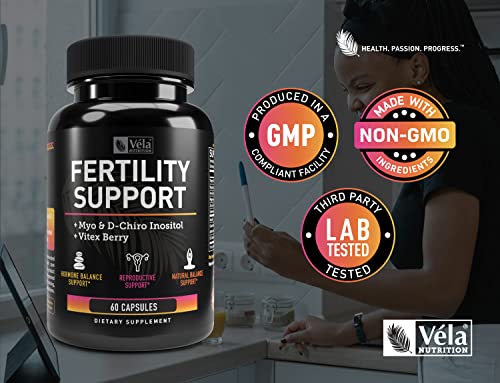 Vela Fertility Support Supplement | + Myo & D-Chiro Inositol + Vitex Berry | Reproductive Support Véla