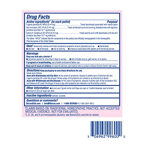 Boiron Acne Relief Kit for Blackheads, Oily Skins, Whiteheads on The Face and Body - 3 Count (240 Pellets) - AB Mystery