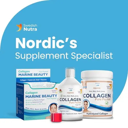 Swedish Nutra Marine Beauty Collagen | High Strength Type 1 & 3 Collagen to Rejuvenate Hair, Skin & Nails - AB Mystery
