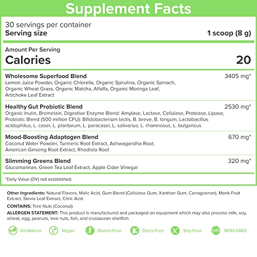 SkinnyFit Mango Splash Skinny Greens, Green Juice Superfood Powder, Natural Energy - AB Mystery