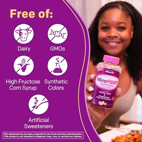 MiraLAX: MiraFIBER Gummies, 8g of Daily Prebiotic Fiber with B Vitamins to Support - AB Mystery