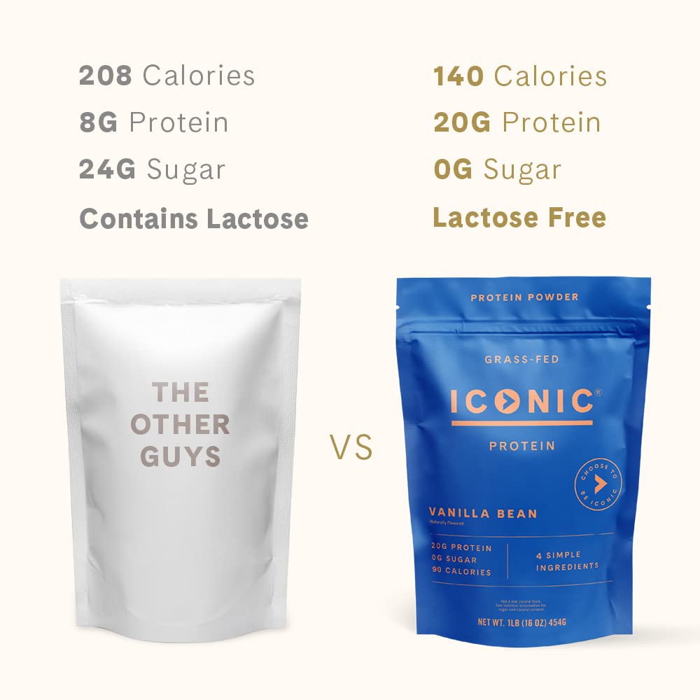 ICONIC Protein Powder, Vanilla Bean - Sugar Free, Low Carb Protein Powder - Lactose Free - AB Mystery
