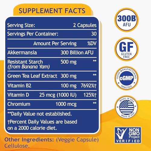 300 Billion AFU Akkermansia Muciniphila - Live Akkermansia Probiotics for Women & Men - AB Mystery