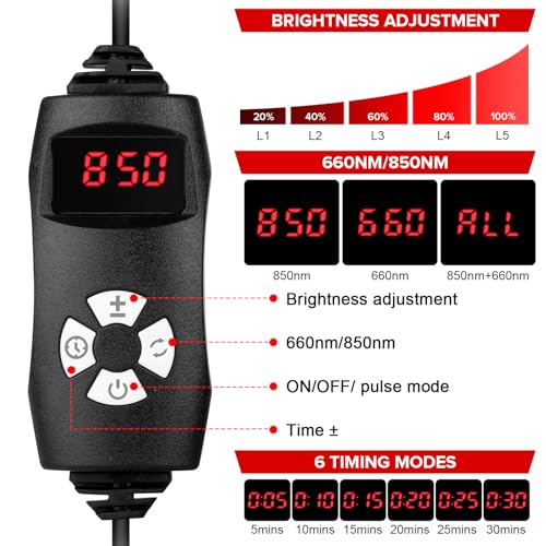 Yofalo 660nm LED Red Light and 850nm Near Infrared Red Light Therapy Belt Device for Body Pain Waist - AB Mystery