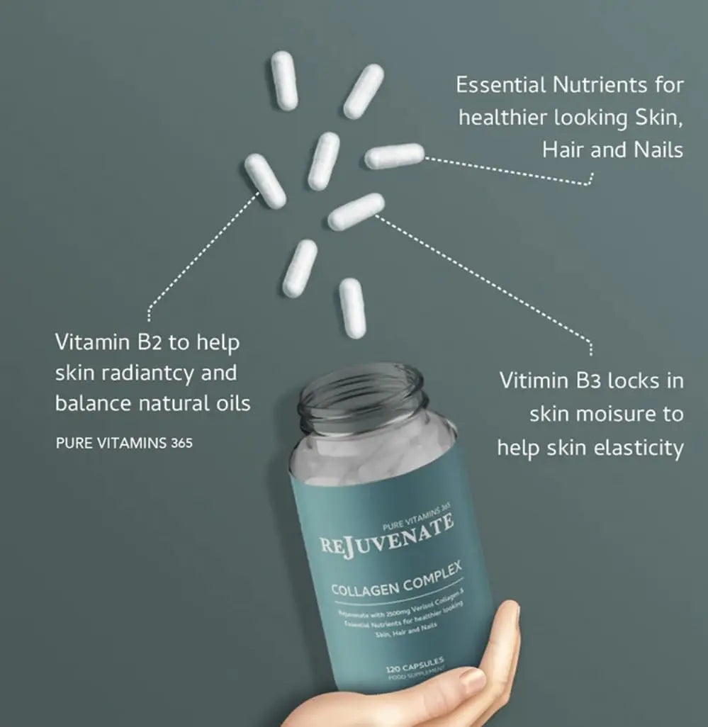 Rejuvenate premium Collagen Capsules - 2500mg High Strength Verisol Bovine Collagen Supplement - AB Mystery