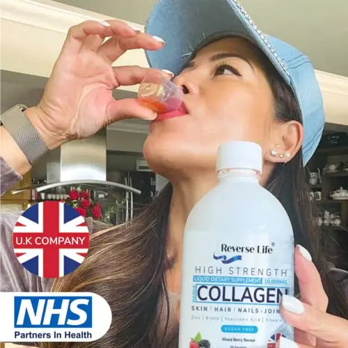 Reverse Life Marine Collagen Liquid Supplement Drink - High-Strength 10,000mg Hydrolysed Peptide Infused Reverse Life