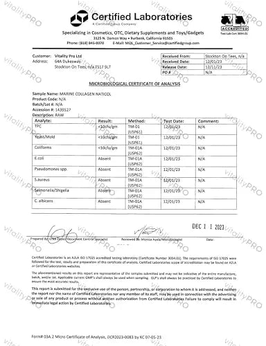 Marine Collagen 375g - 12.5g x 30 Servings - Naticol® Type 1 and 3 - Vitality Pro Hydrolysed Collagen - AB Mystery