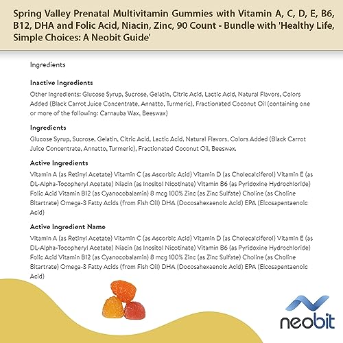 Spring Valley Prenatal Multivitamin Gummies with Vitamin A, C, D, E, B6, B12, DHA and Folic Acid Neobit