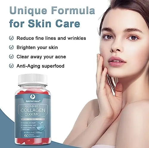 **New**Advanced Collagen Gummies 2000mg - Promote Skin Elasticity, Hair Growth, and Joint Health - Delicious Berry AlphaStateSciences