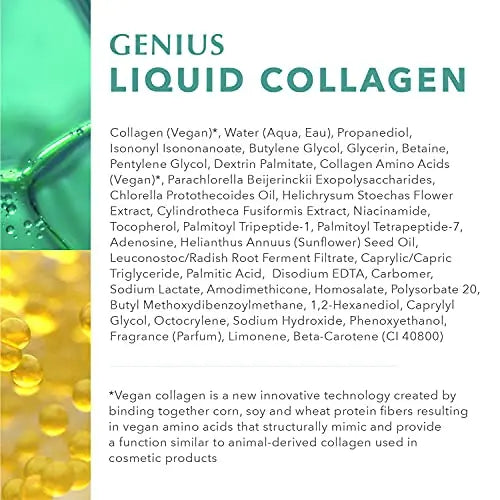 Algenist GENIUS Liquid Collagen - Vegan, Plant-Based Collagen Dropper with Vitamin E & Omega 3 - AB Mystery