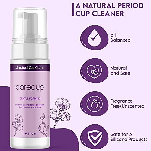 CareCup Menstrual Cup Cleaner - Unscented Foaming Sterilizer Wash for Silicone Period discs - Wipes Clean - AB Mystery