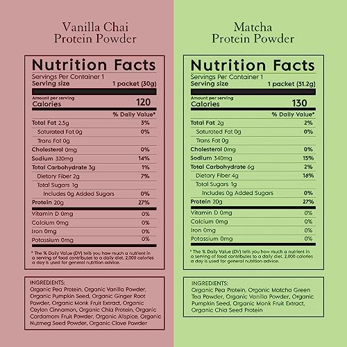 Truvani Organic Vegan Protein Powder Sample Pack - 20g of Plant Based Protein, Organic - AB Mystery