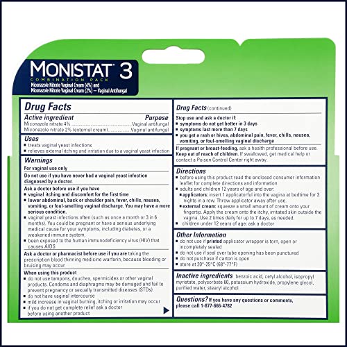 Monistat 3 Day Yeast Infection Treatment for Women, 3 Miconazole Pre-Filled Cream Applicators & External - AB Mystery