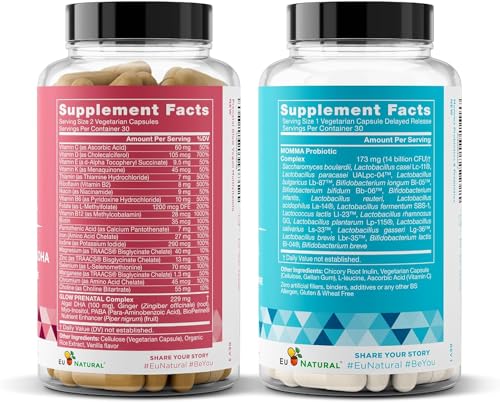 Natural Prenatal Bundle – Glow Prenatal Multivitamin – Momma Probiotics for Mom & Baby Eu Natural