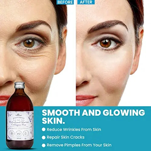 VitaZam Marine Collagen Liquid 10000mg with Hyaluronic Acid, Hydrolysed Peptide, Biotin for Hair, Skin, Nails, Joint, and Muscles, 500 ml - AB Mystery