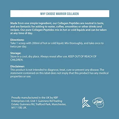 Warrior Collagen Peptides - Collagen Powder - 180g - Made from Premium Bovine Hydrolysed Collagen - AB Mystery