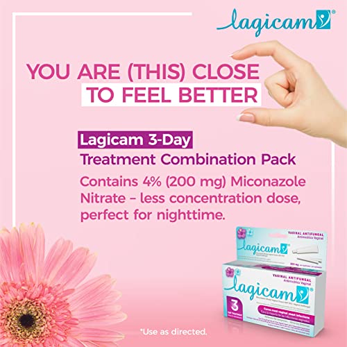 Lagicam Vaginal Yeast Infection, Antifungal 3 Day Miconazole Nitrate Treatment Cream, Relief for Itching - AB Mystery