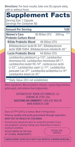 Renew Life Women's Probiotic Capsules, Supports pH Balance for Women, Vaginal - AB Mystery