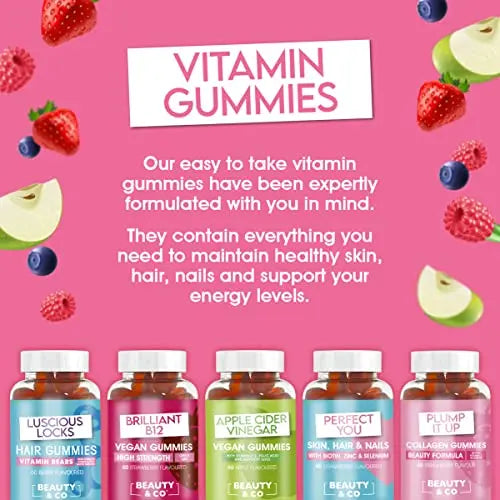 Beauty & Co Collagen Gummies by - 120 Marine Collagen Gummies with Biotin, Vitamin C & Selenium (120) Beauty & Co