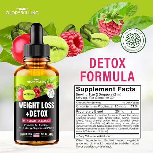 Glory Will Inc Weight Loss Drops Natural Detox Made in USA - Diet Drops for Fat Loss - AB Mystery