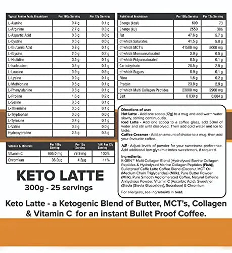 Instant Bulletproof Keto Coffee Creamer UK Made Collagen Latte | Butter Powder, Coconut MCTs & Vitamin C - AB Mystery