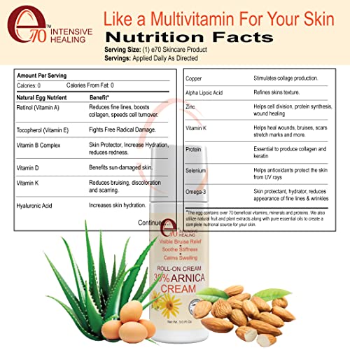 e70 Arnica Roll-On for Visible Bruise Relief, soothes Stiffness, Calms Swelling Advanced Formula - AB Mystery